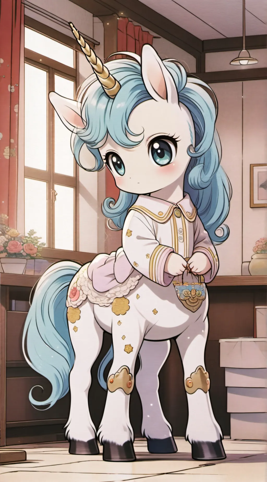 ai character: baby craftycorn  background