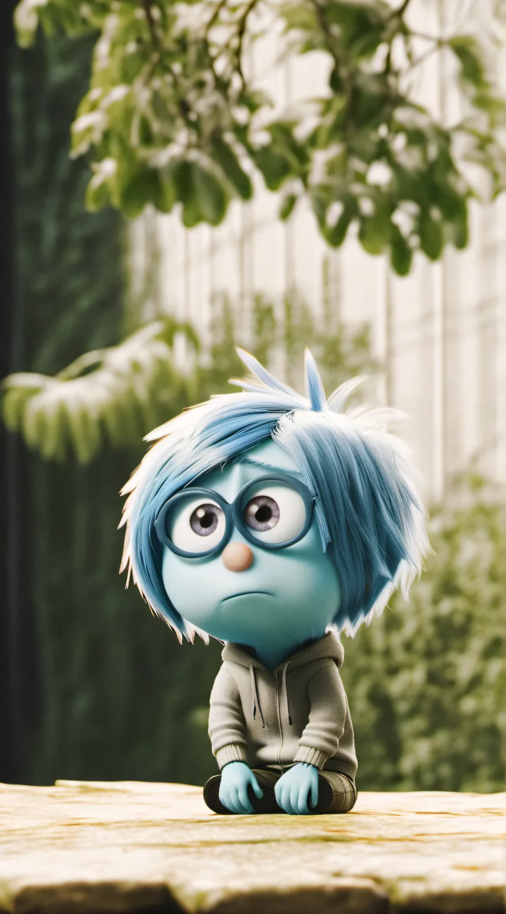 ai character: hi it's saddness  background