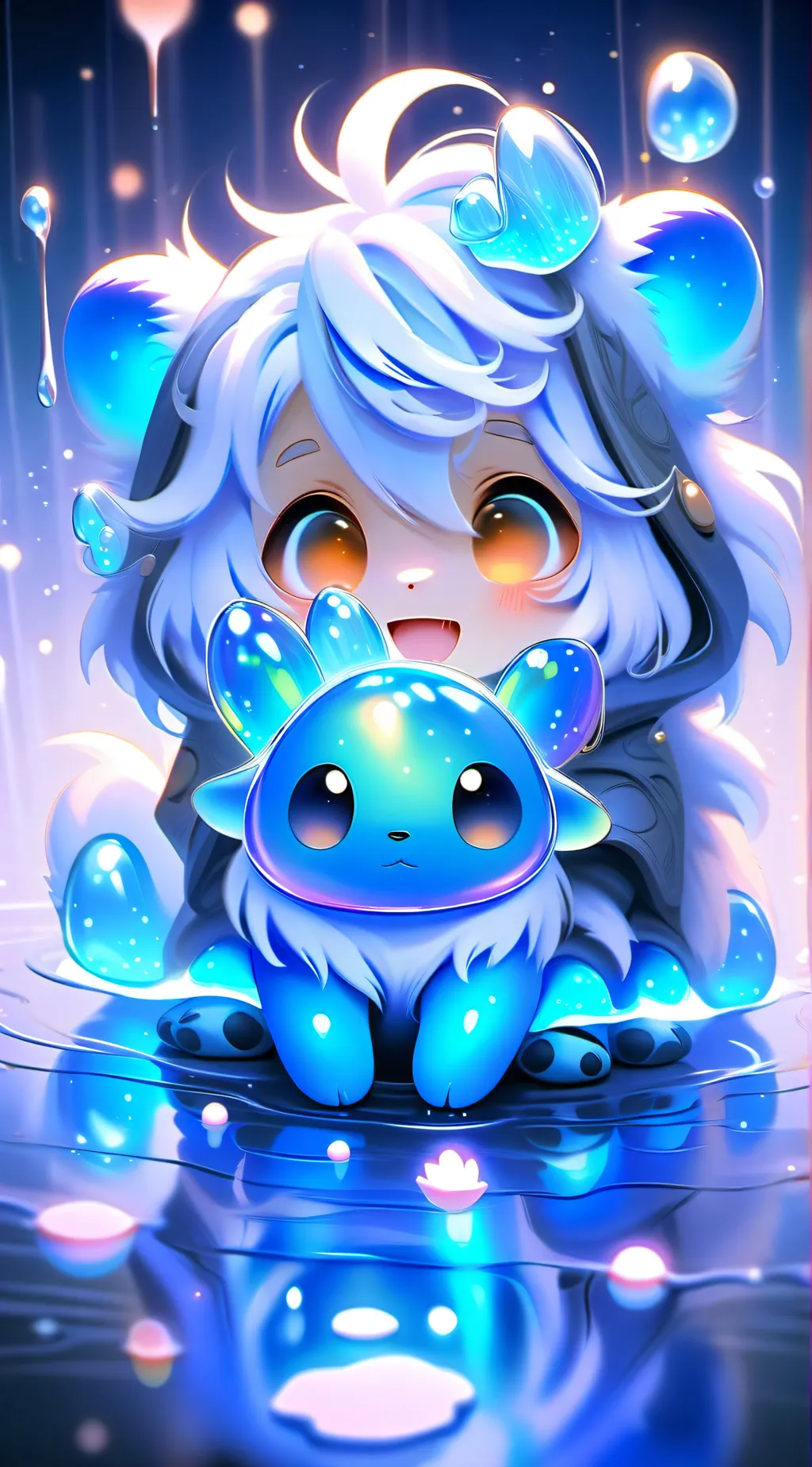 ai character: smiling critters background