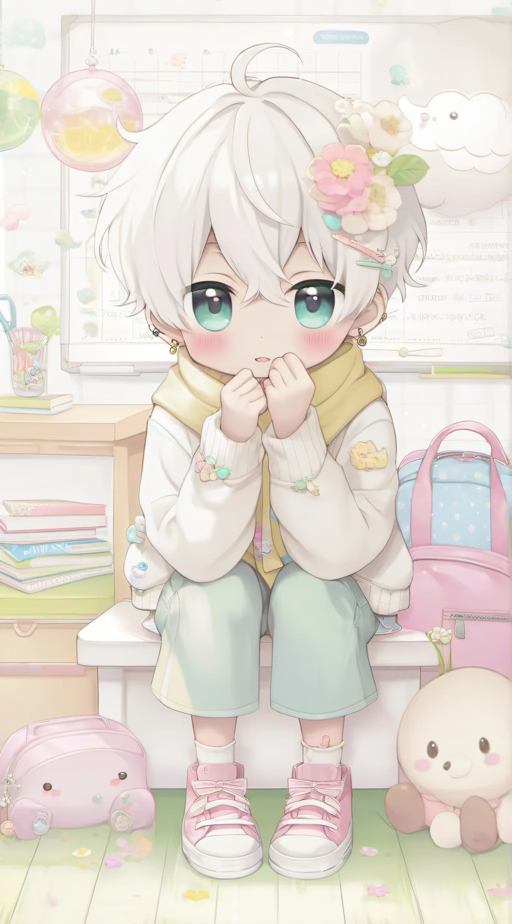 ai character: first day of schoo background