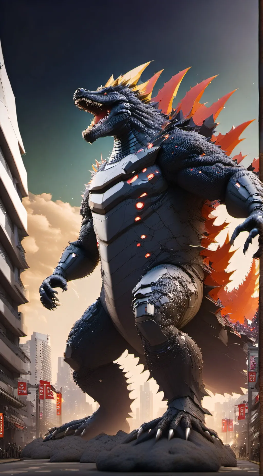 ai character: Space godzillA background