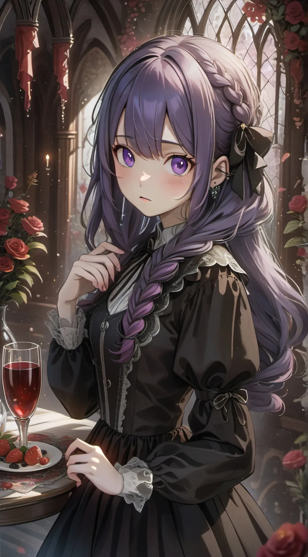 ai character: Violet background