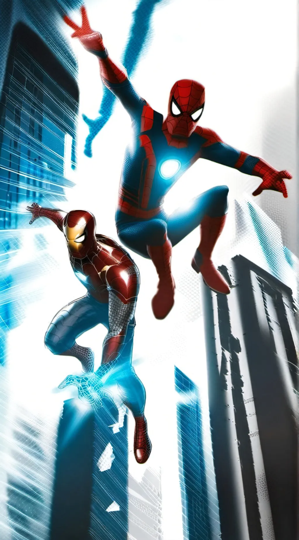 ai character: Ironman and spidey background