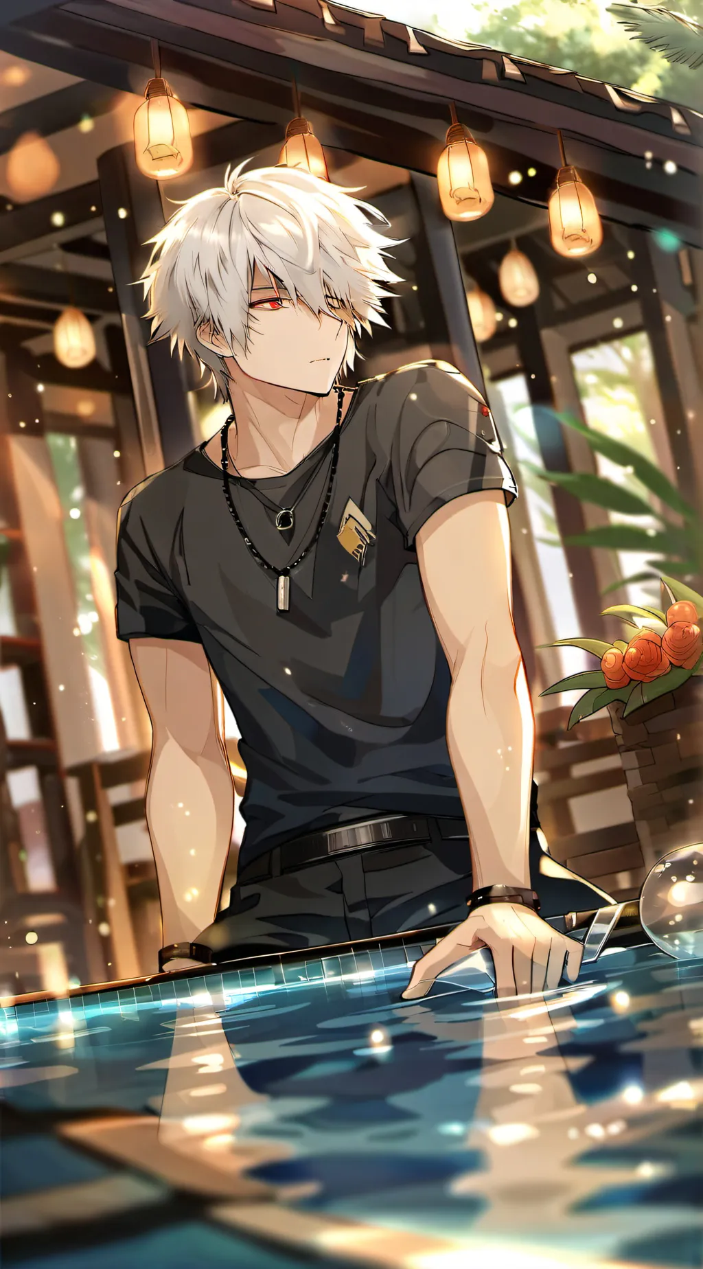 ai character: Kastuki Pool party background