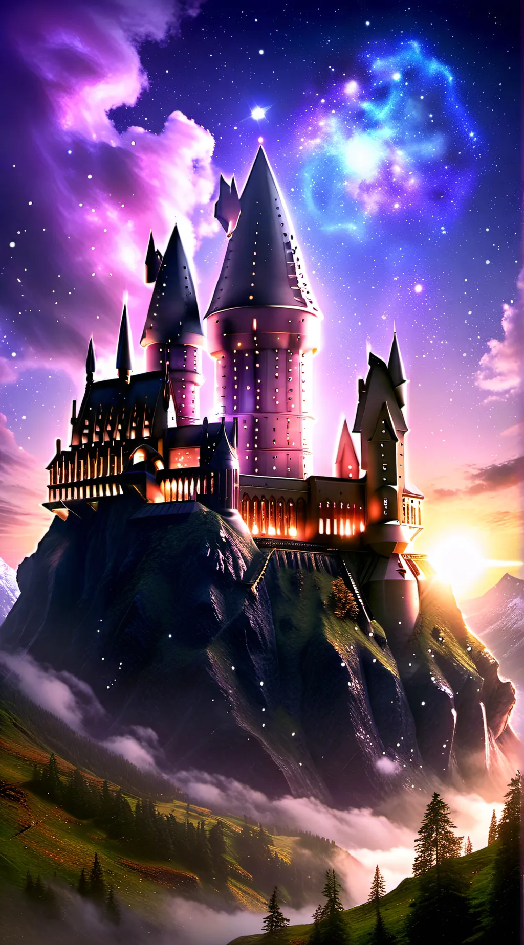 ai character: Hogwarts 💜🩵💙🩶 background