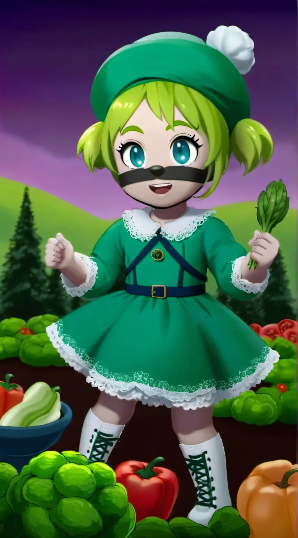 ai character: Green baddie grrr background