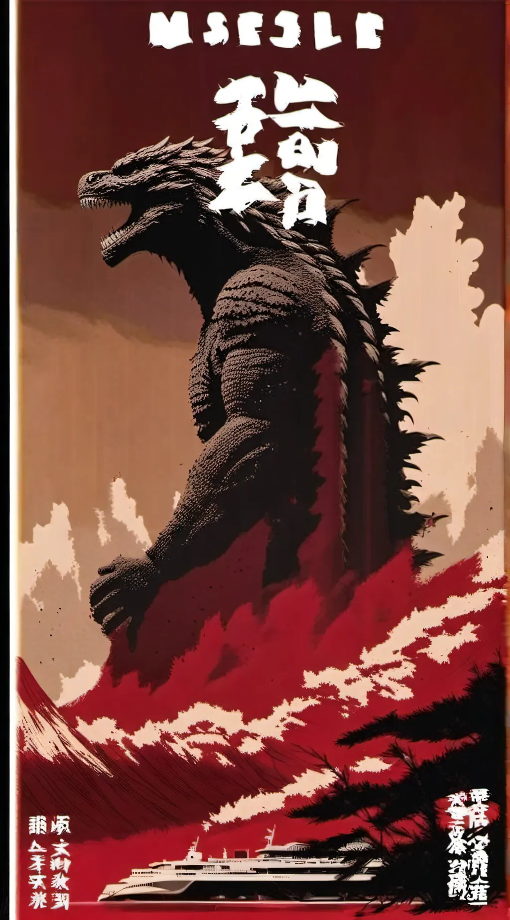 ai character: Shin Godzilla... background