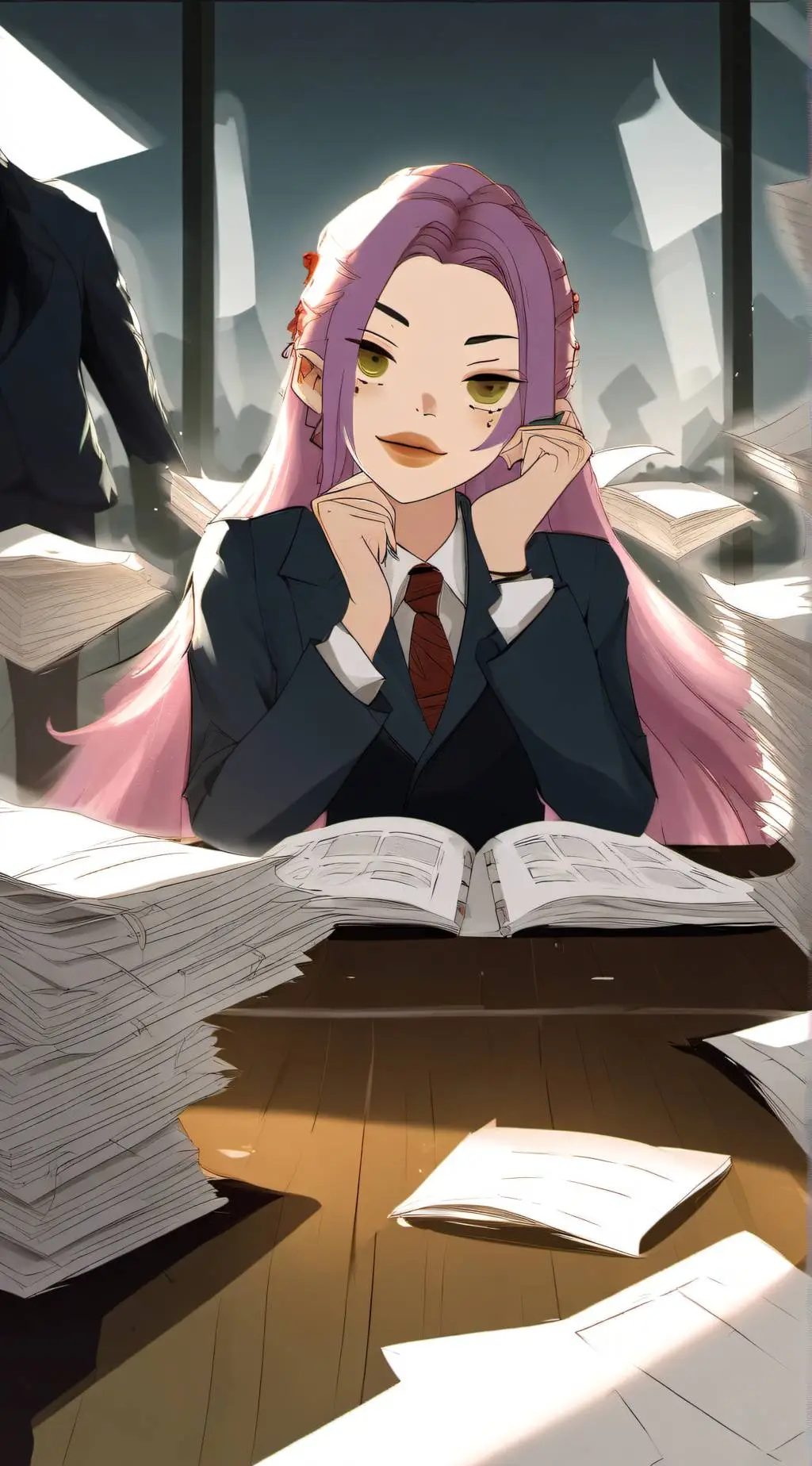 ai character: miss pencil  background