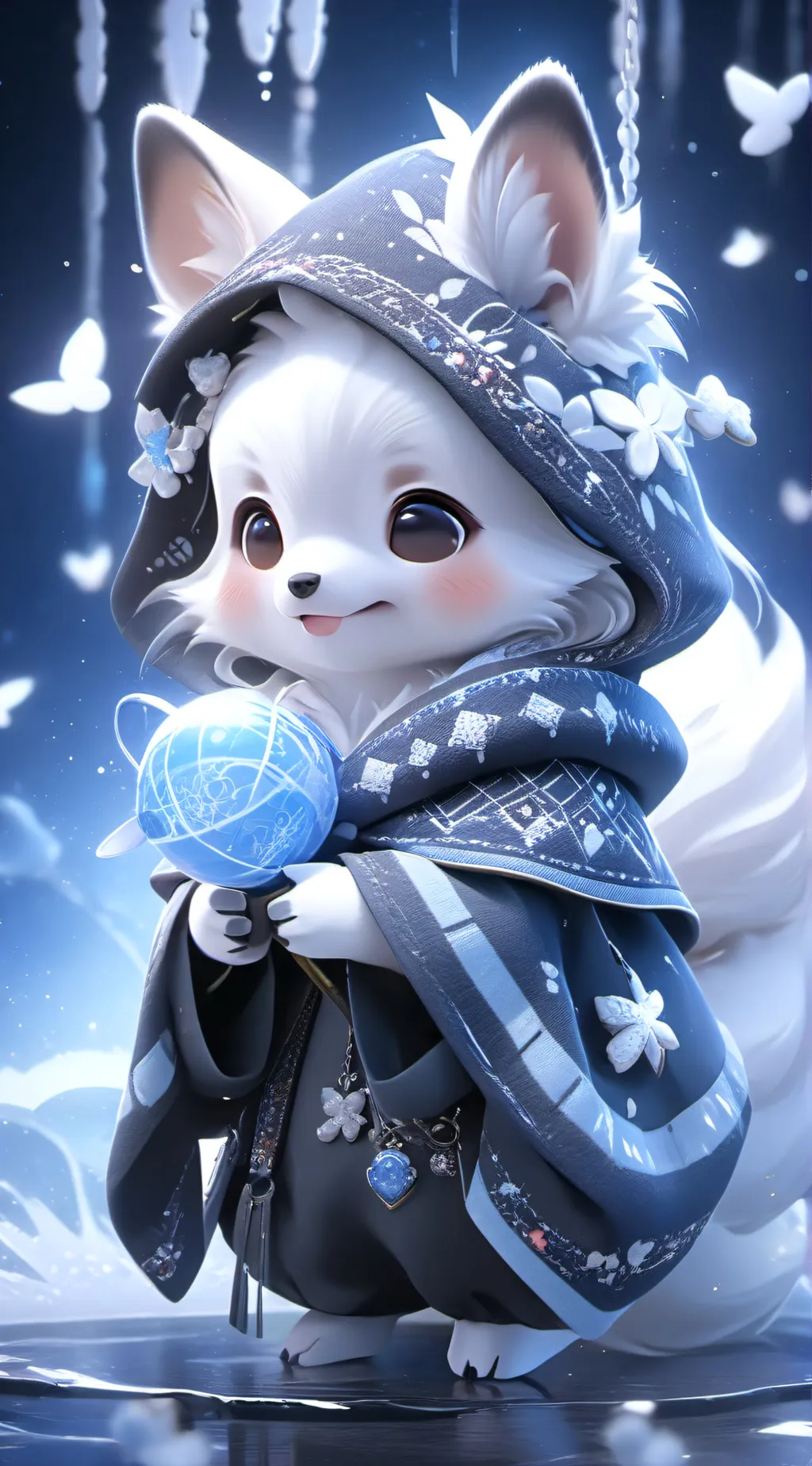 ai character: snow background