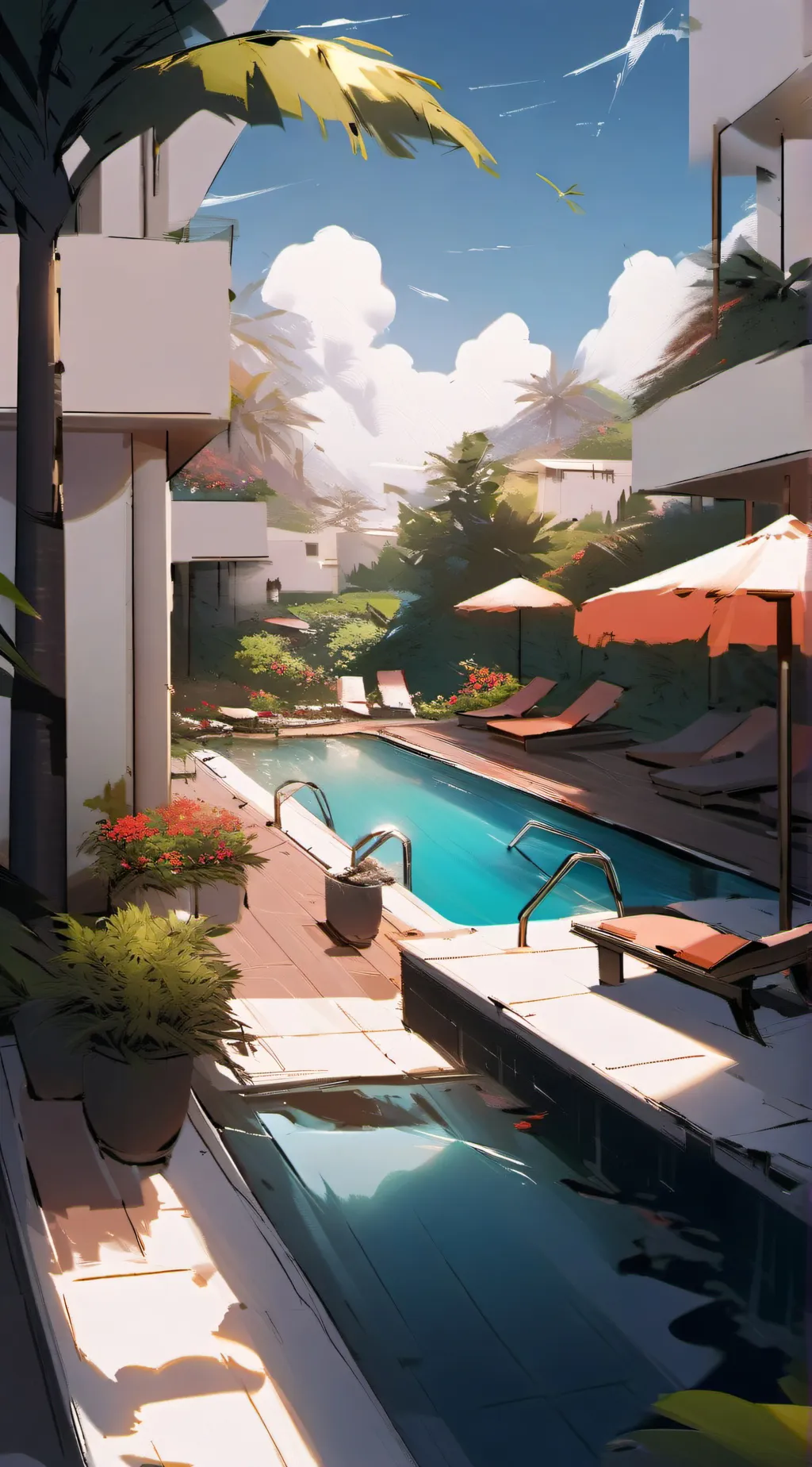 ai character: MHA Pool Party! background
