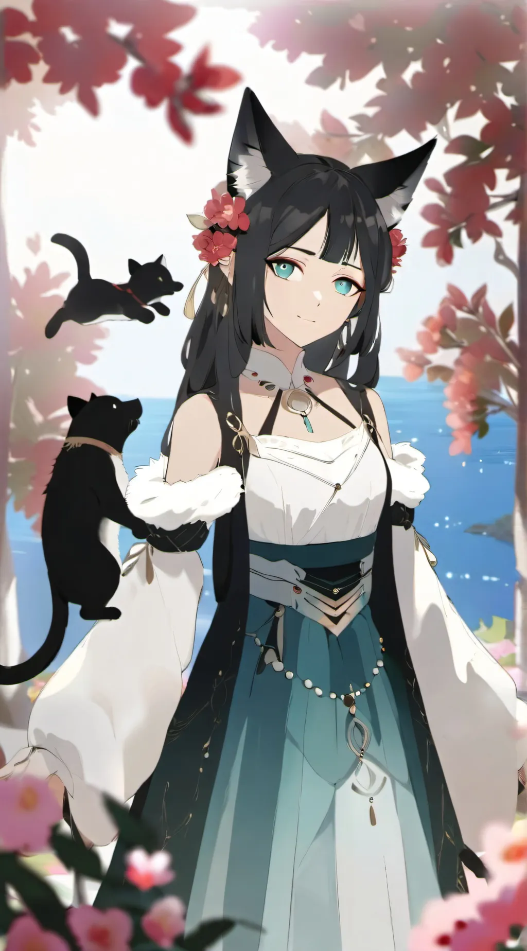 ai character: A cat girl touted  background