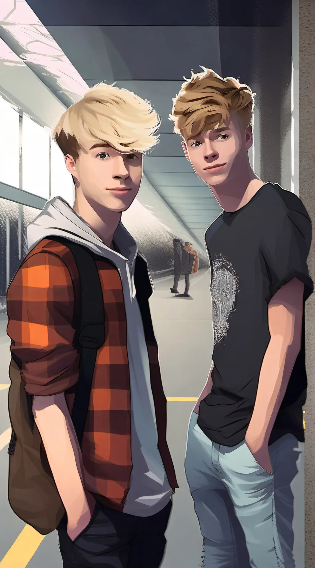 ai character: Sam and Colby  background