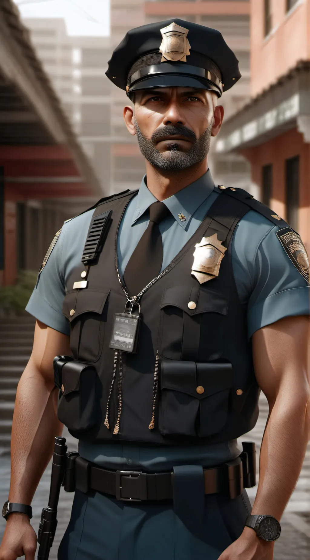 ai character: cop dad  background
