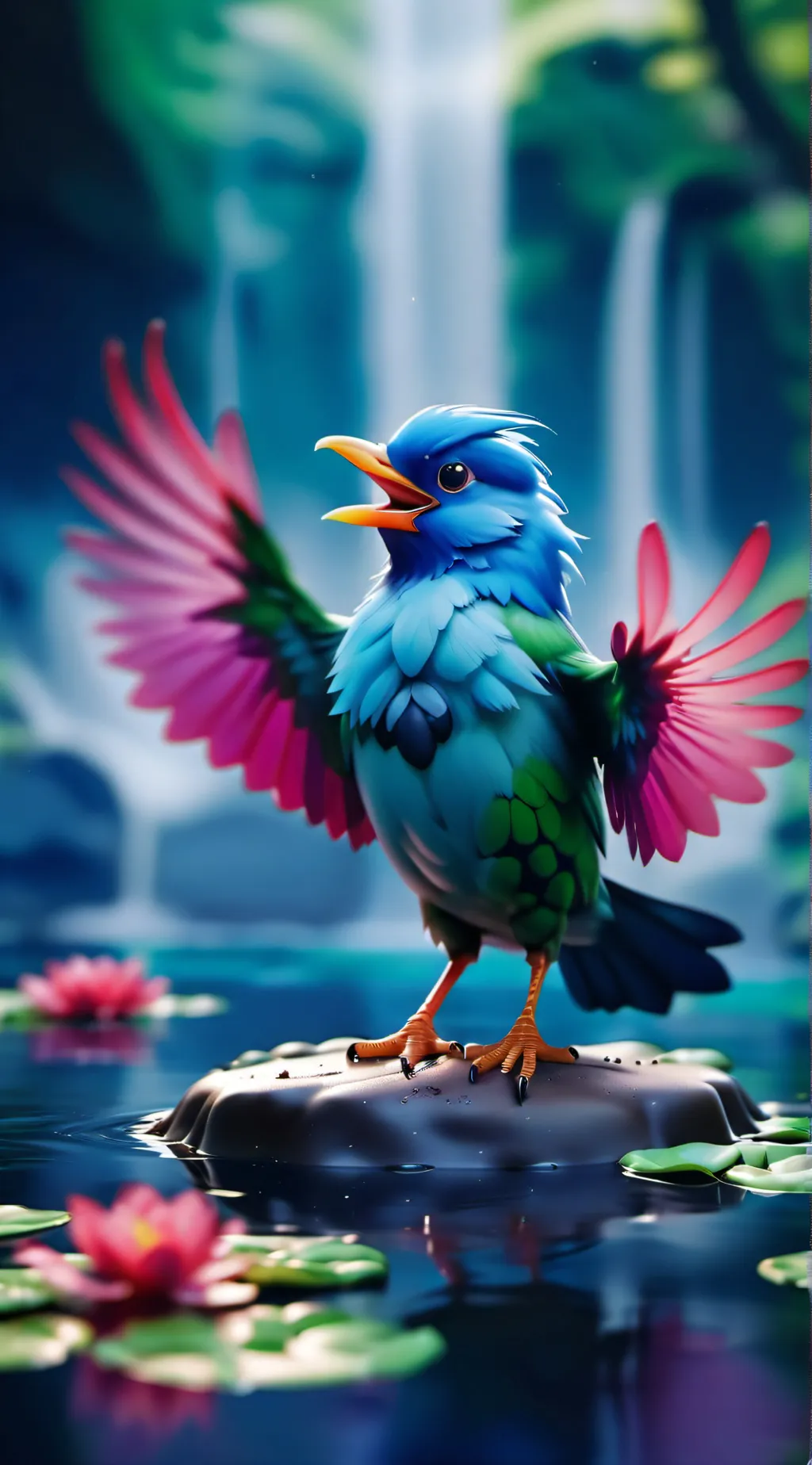 ai character: Bird of water background