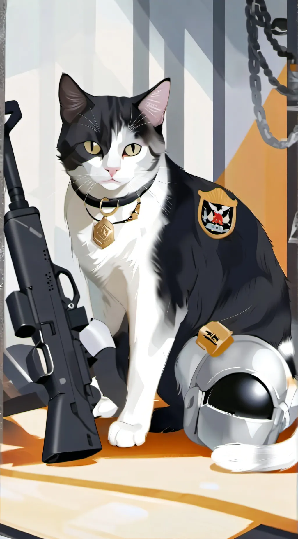 ai character: spider the gun cat background