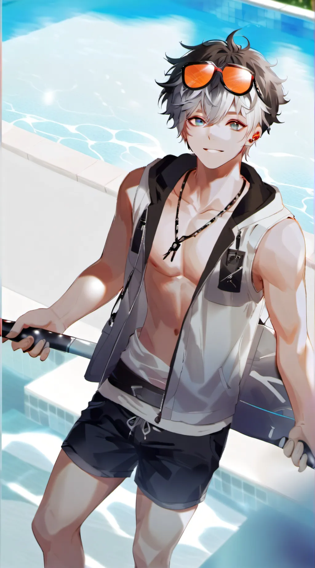 ai character: pool party background