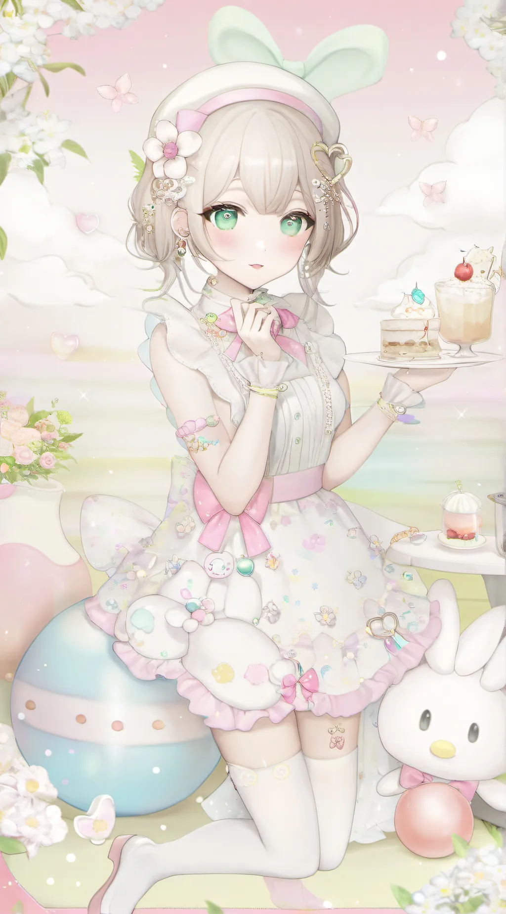 ai character: Hello kitty  background