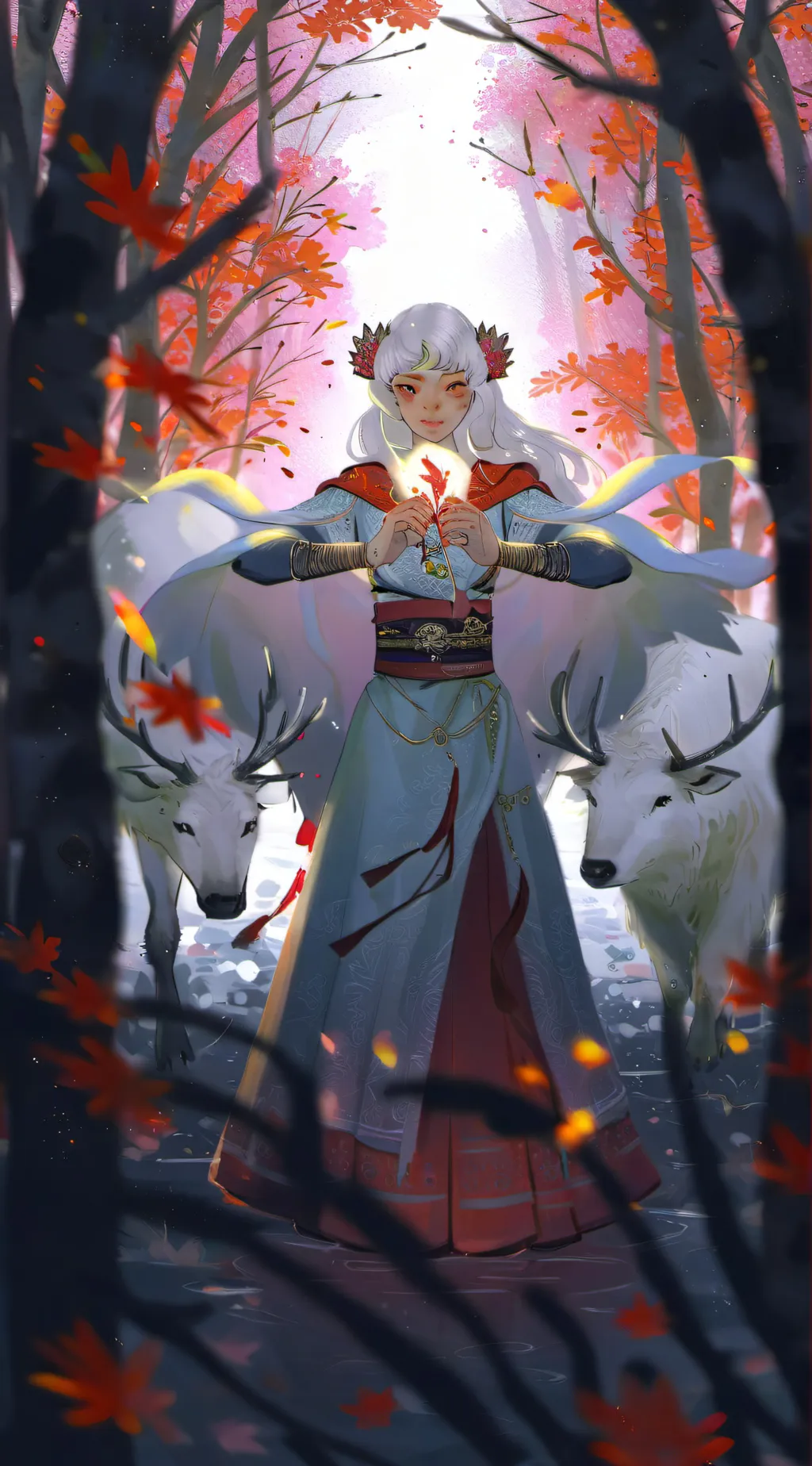 ai character: godness Forest  background