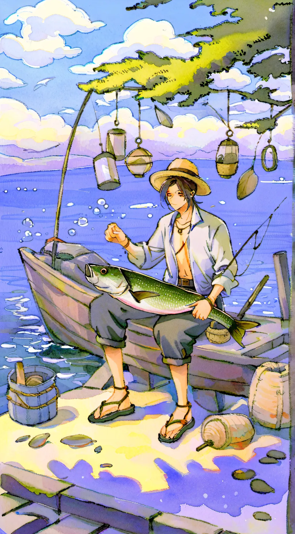 ai character: fisherman background