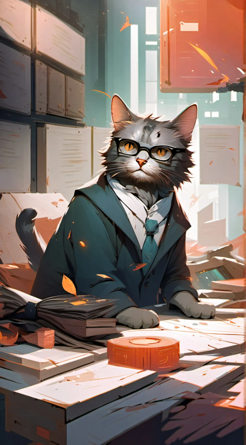 ai character: Theory cat background