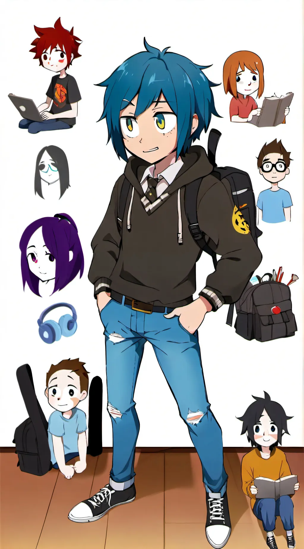 ai character: sally face crew  background