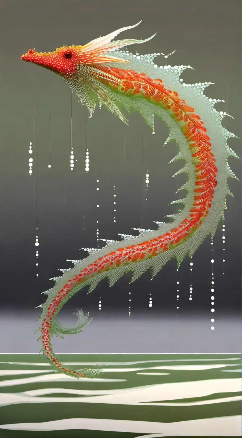ai character: Flame corn sea 🐉 background