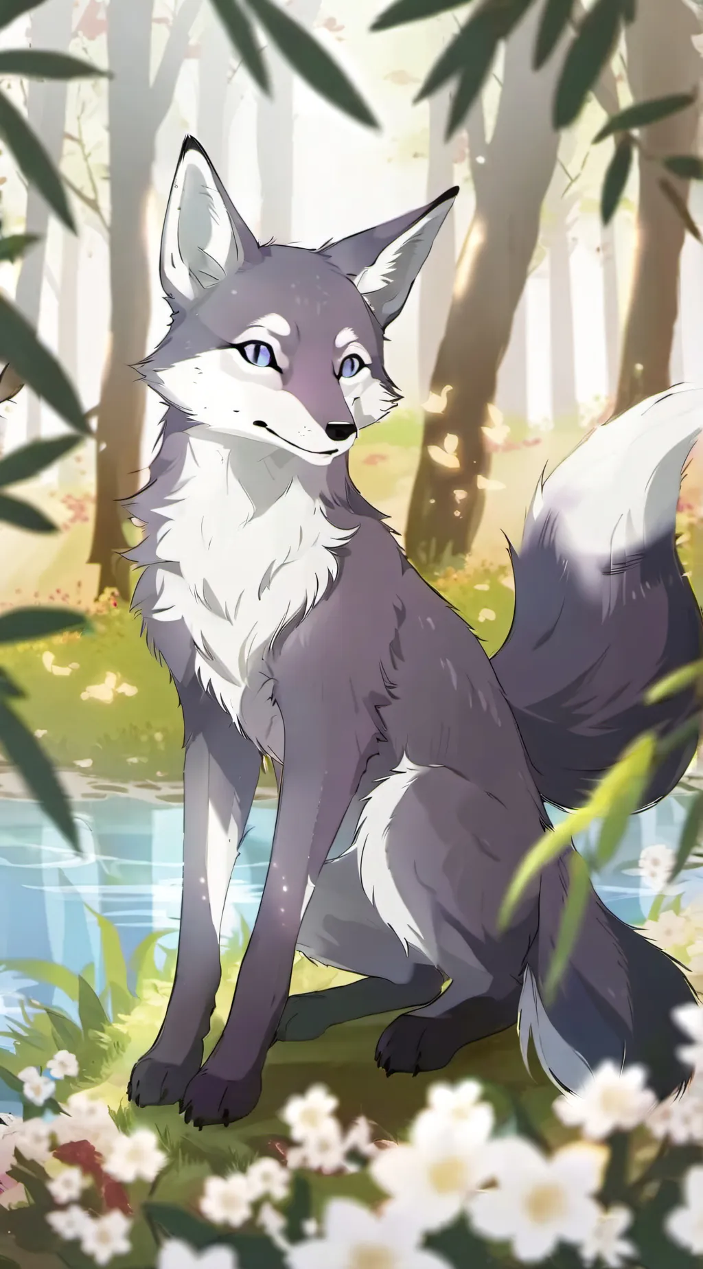 ai character: moonlight background