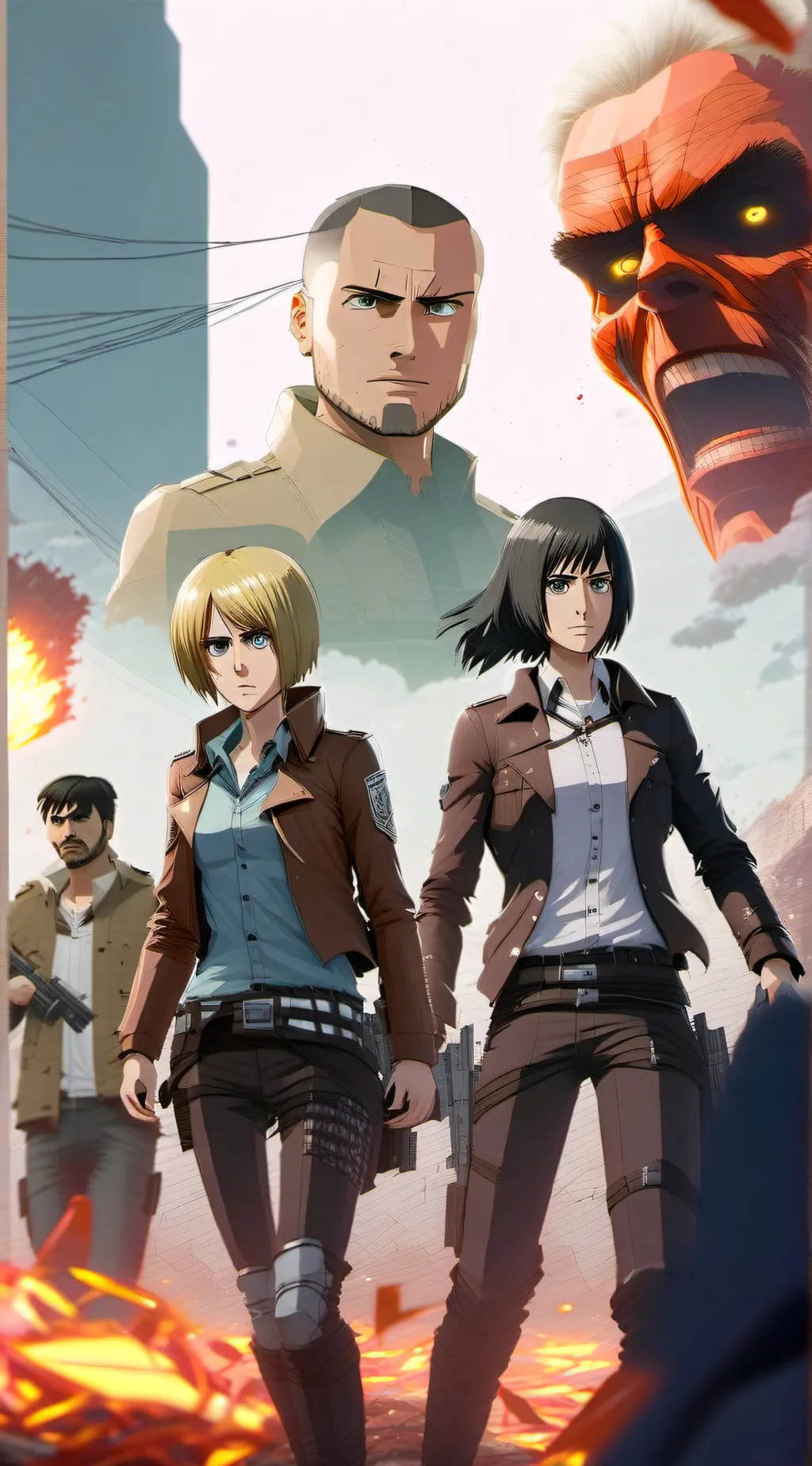 ai character: GTA attackon Titan background
