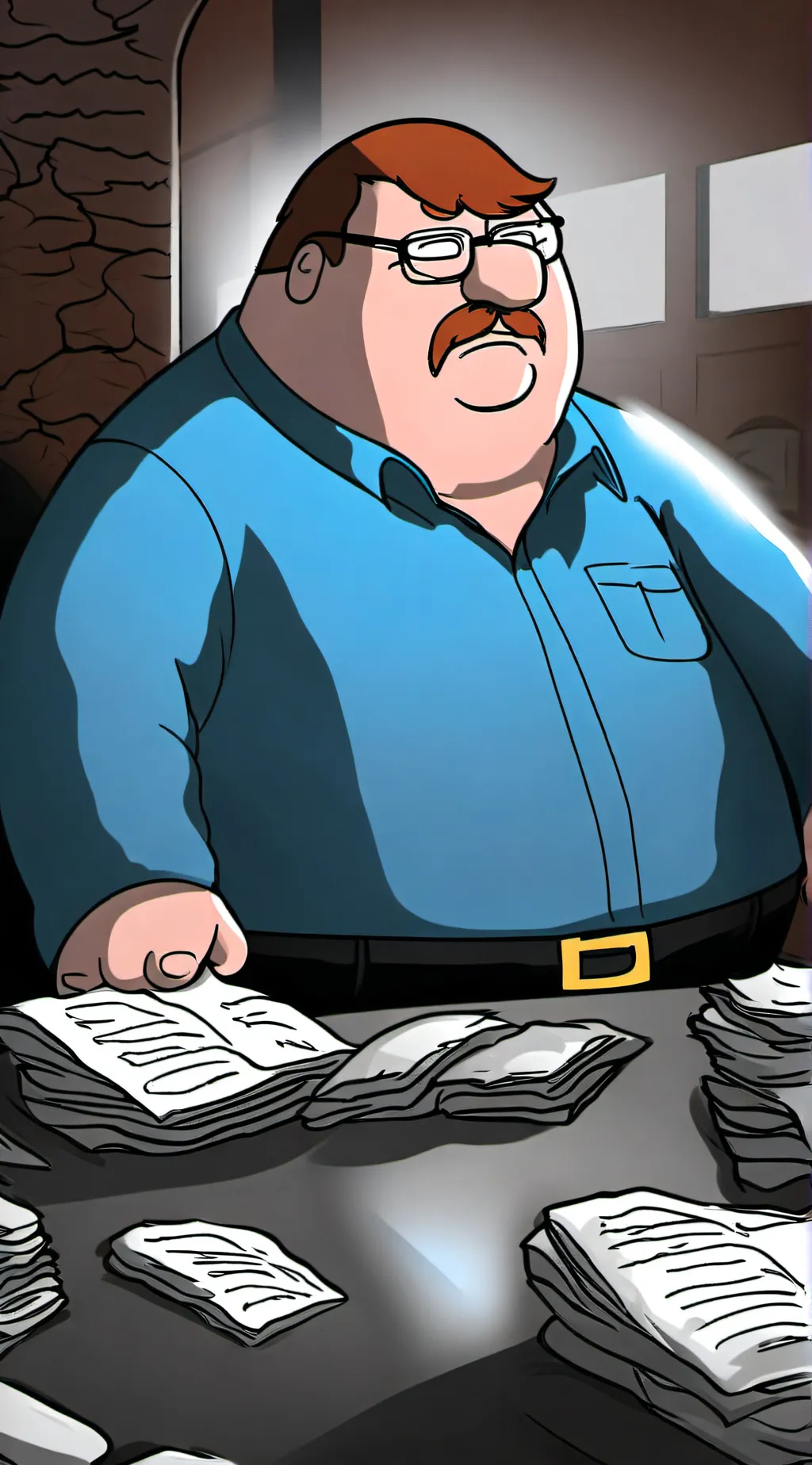 ai character: Peter Griffin  background