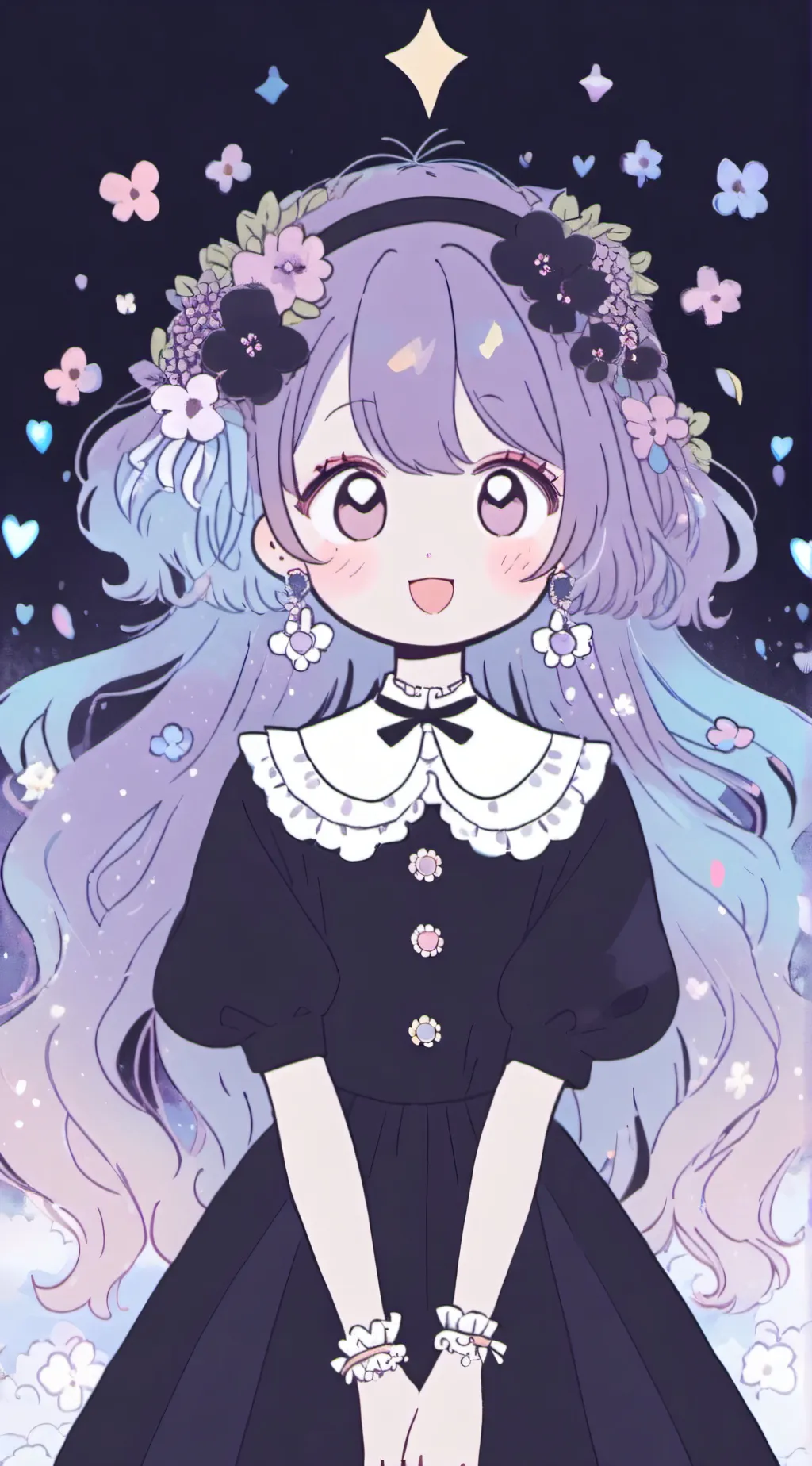 ai character: Violet background
