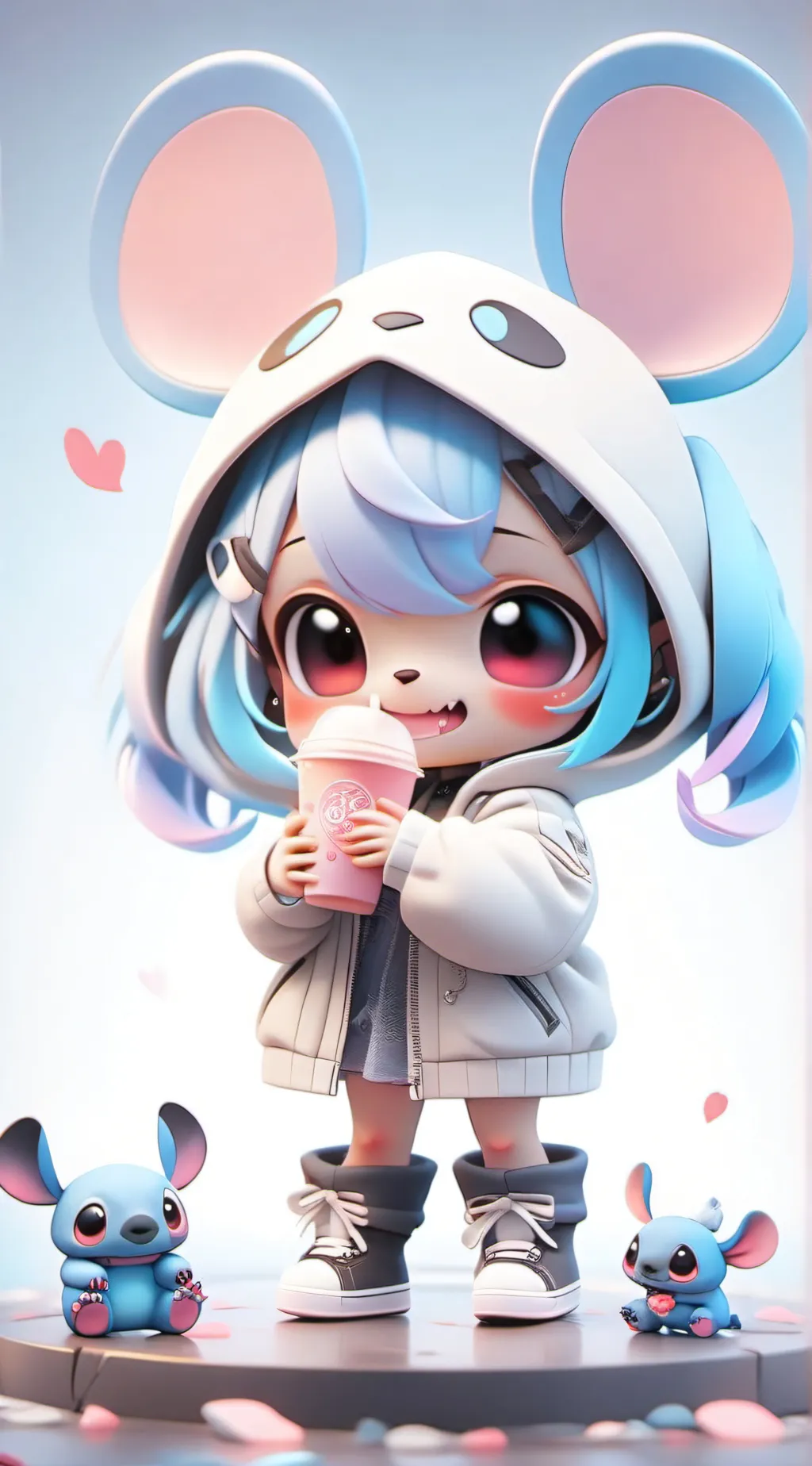 ai character: I live stitch background