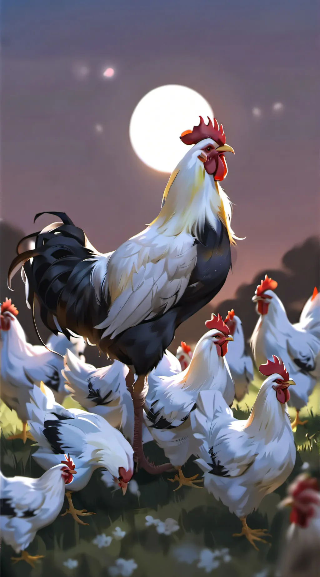 ai character: Chickens night background
