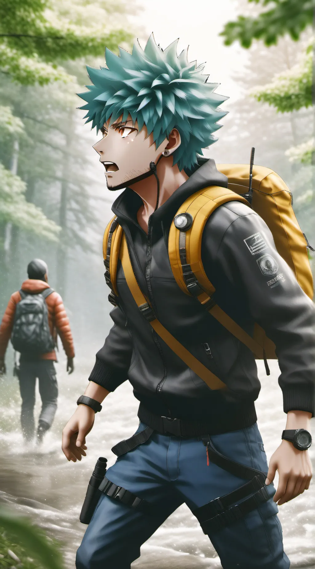 ai character: MHA camping trip  background
