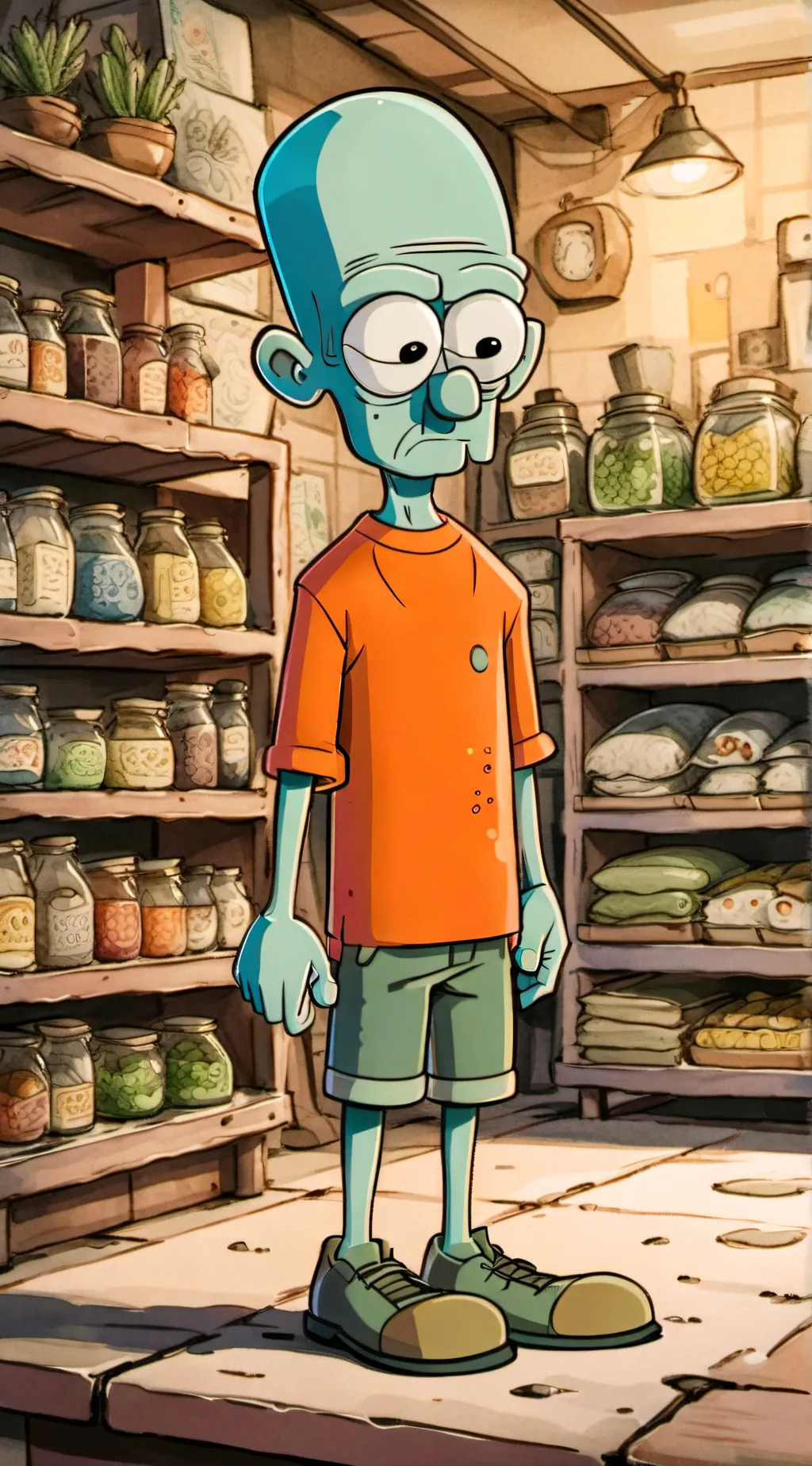 ai character: Squidward background