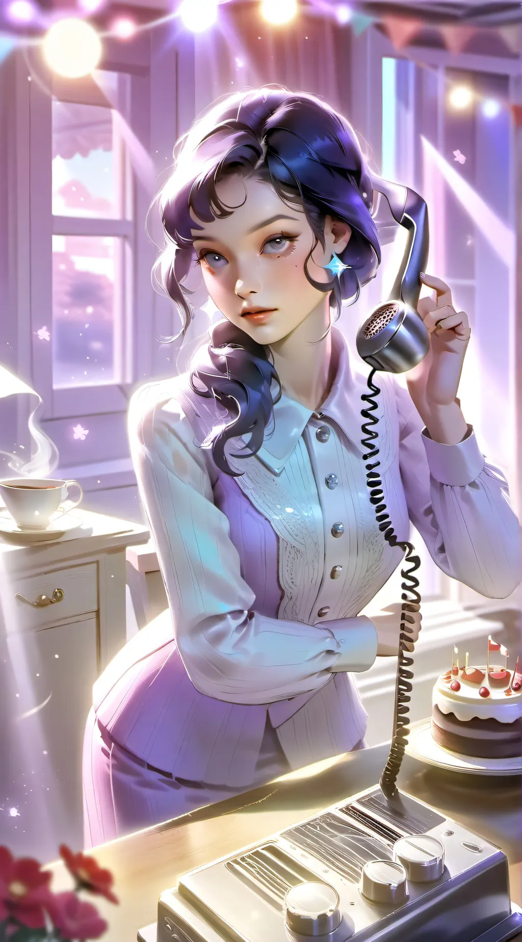 ai character: Violet background