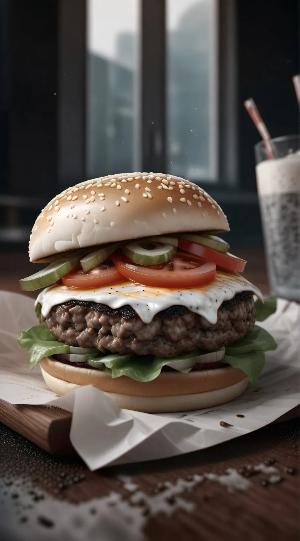 ai character: hamburger background