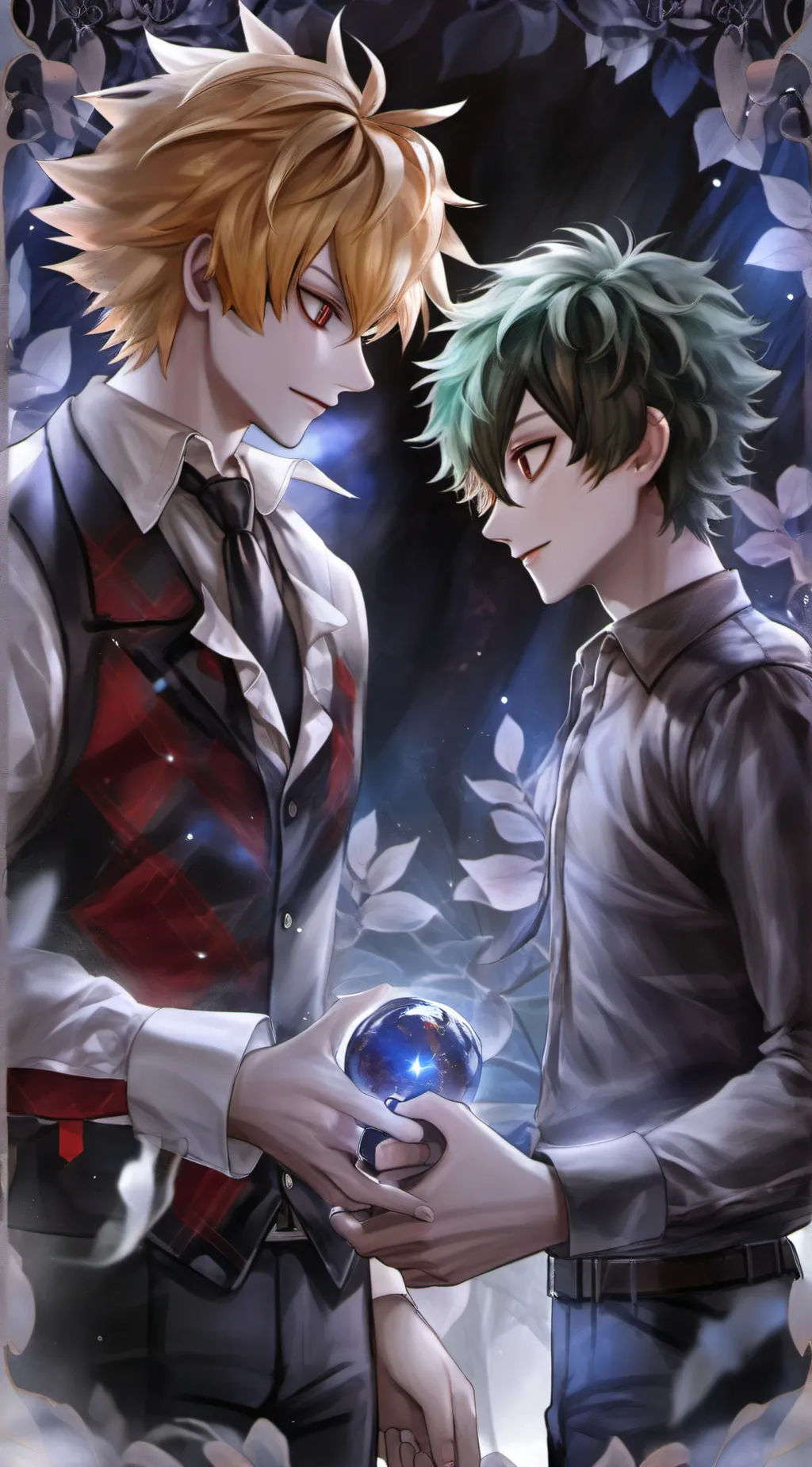 ai character: bakugo and deku  background