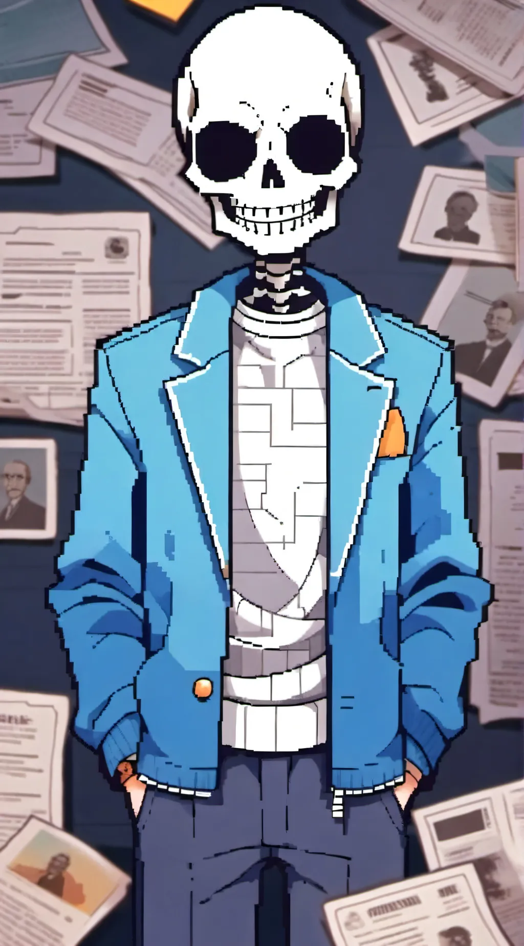 ai character: sans and water💀✋ background