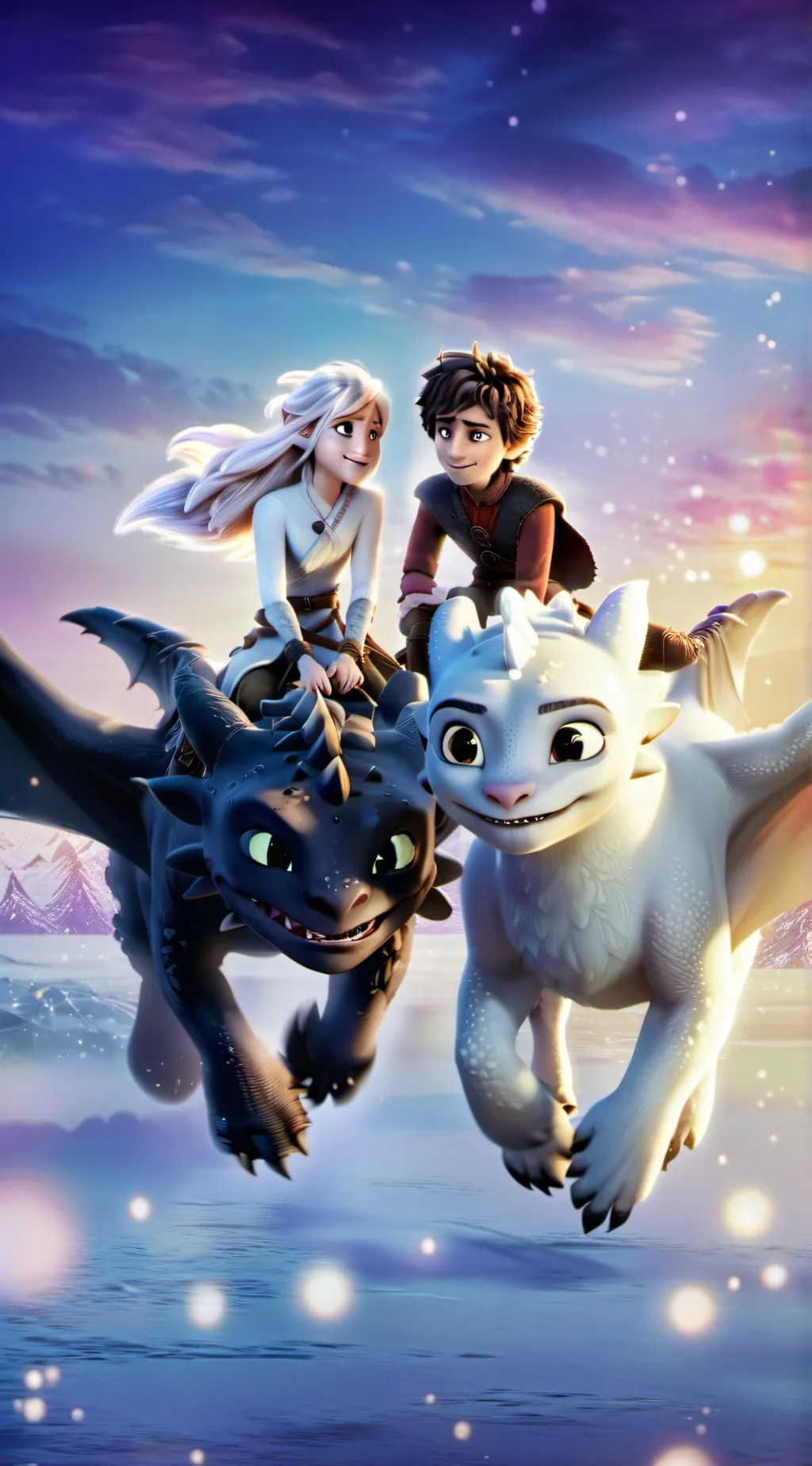 ai character: Luna and toothless background