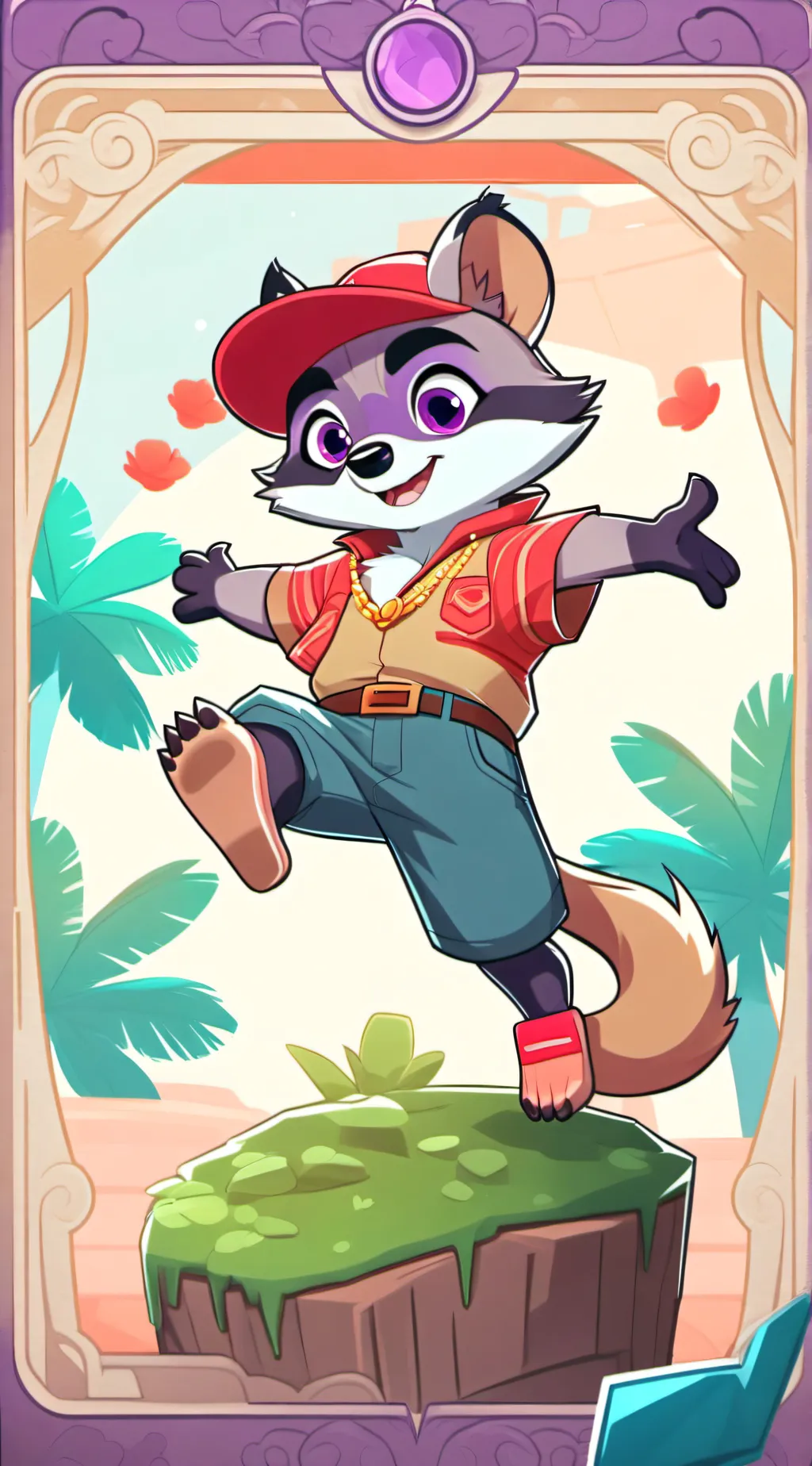 ai character: Rambley Raccoon :D background