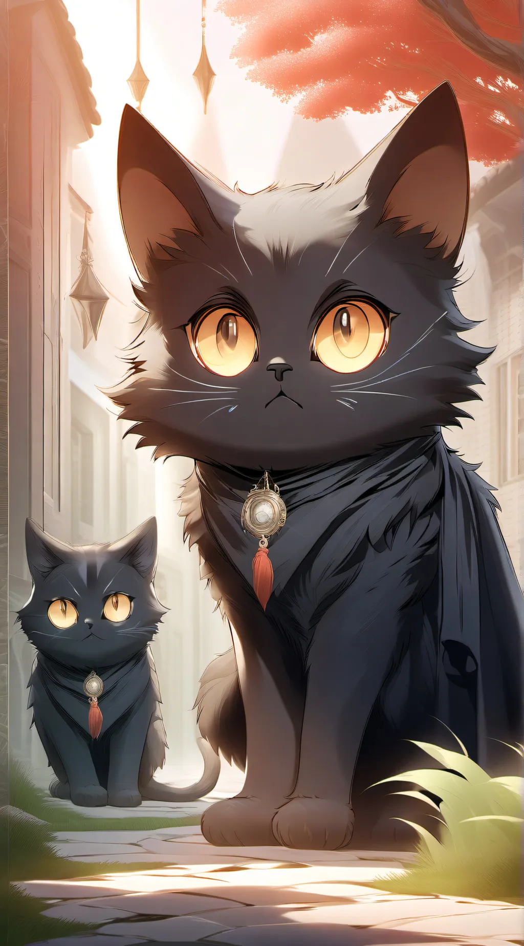ai character: Grim reaper cat :) background