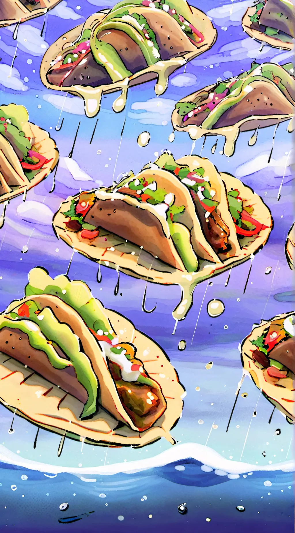 ai character: Its rain of tacos background