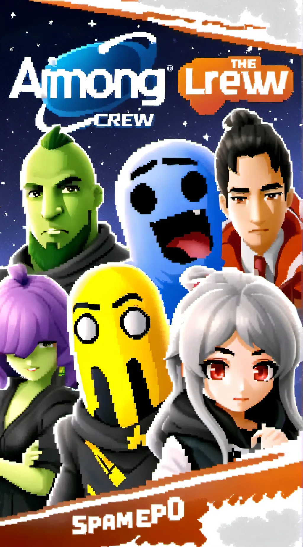 ai character: yellow tiny Among  background