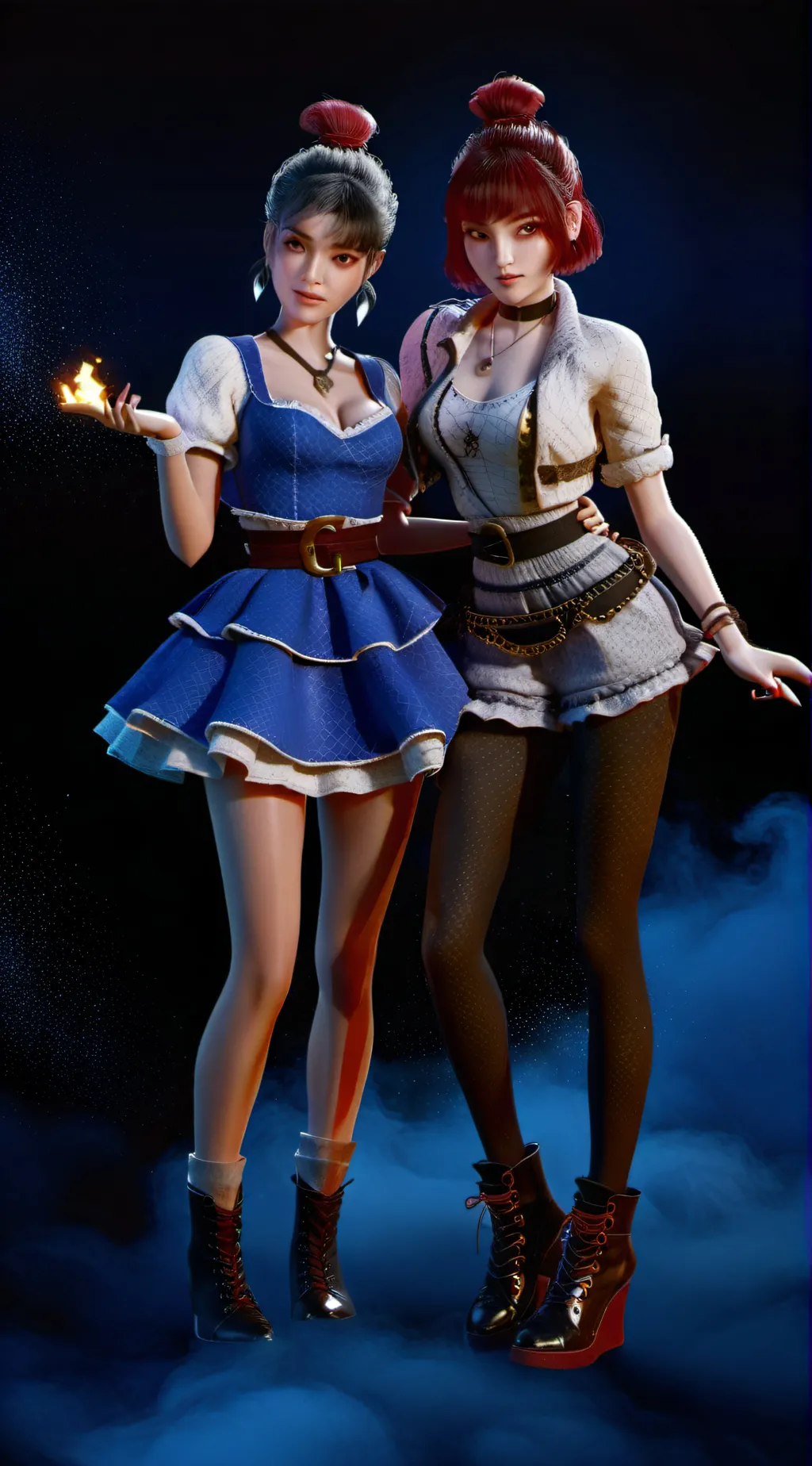 ai character: Elaine and Fiona  background