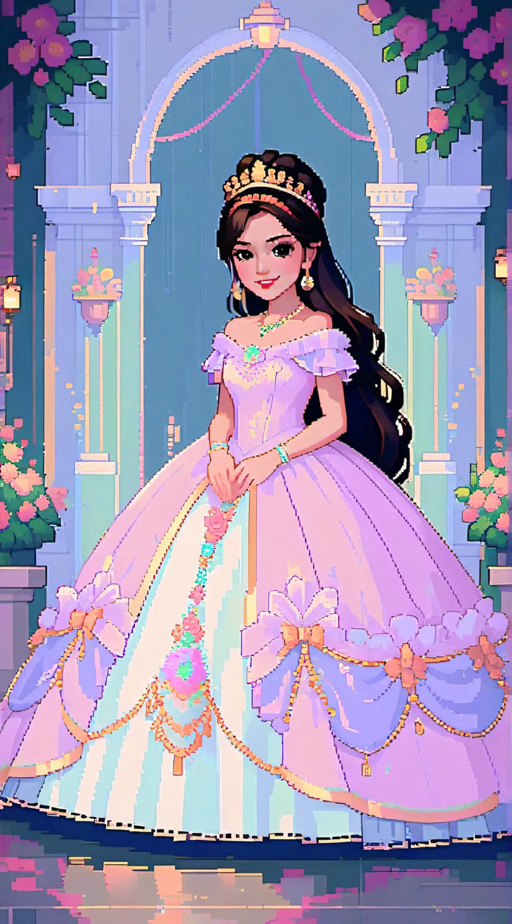ai character: Mha Quinceañera  background