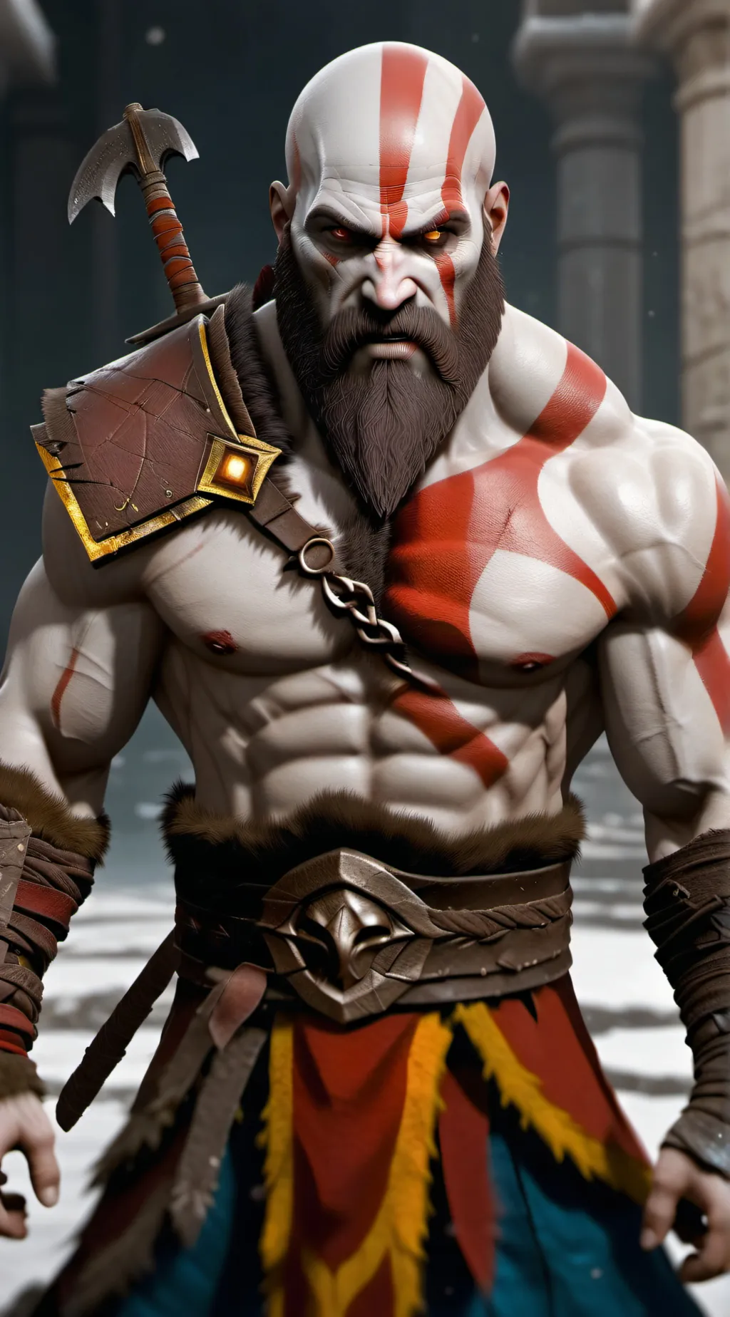 ai character: kratos god of war background