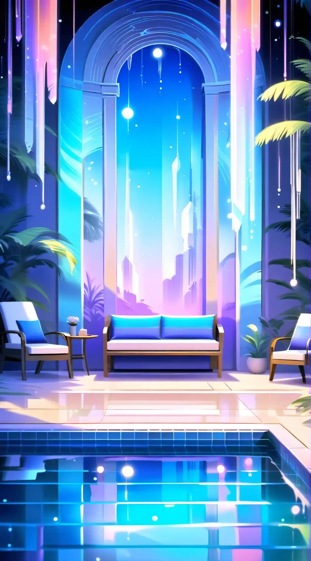 ai character: Mha pool party background