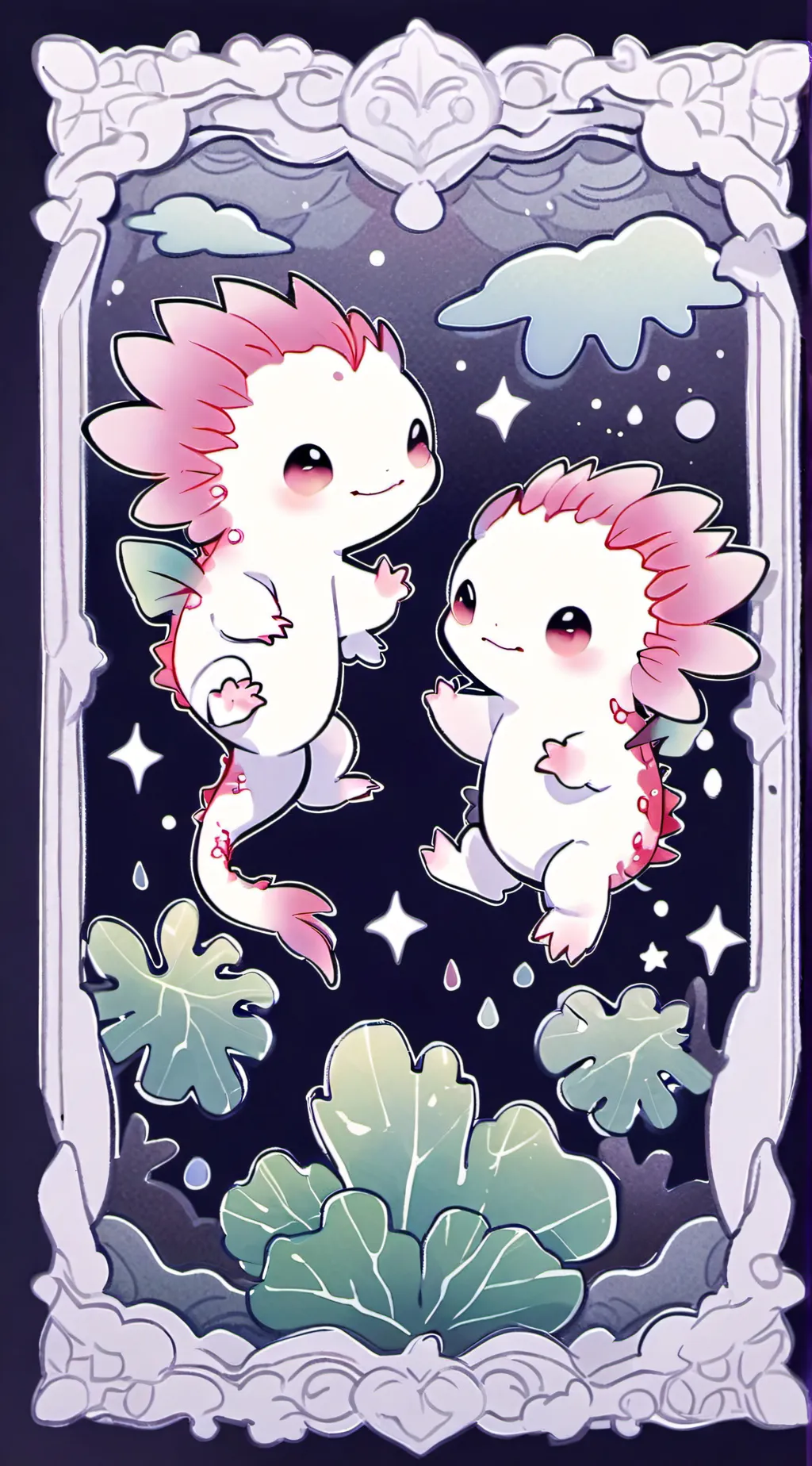 ai character: twin axolotl  background