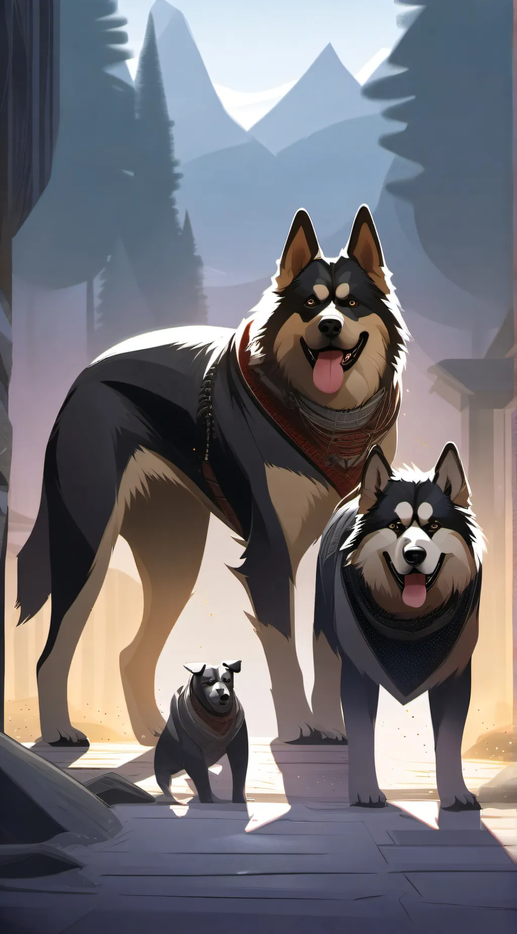 ai character: dogs background