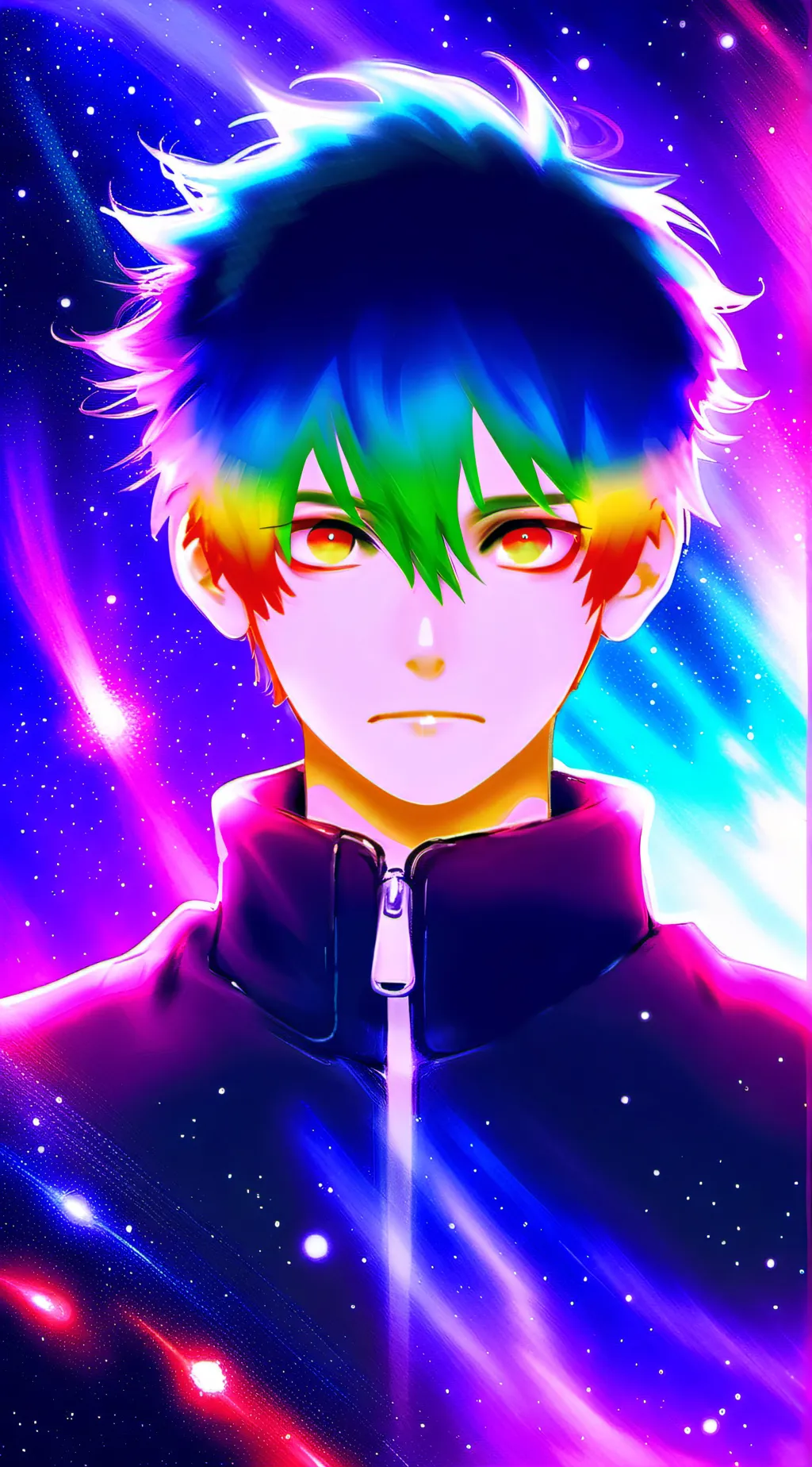 ai character: rainbow boy background